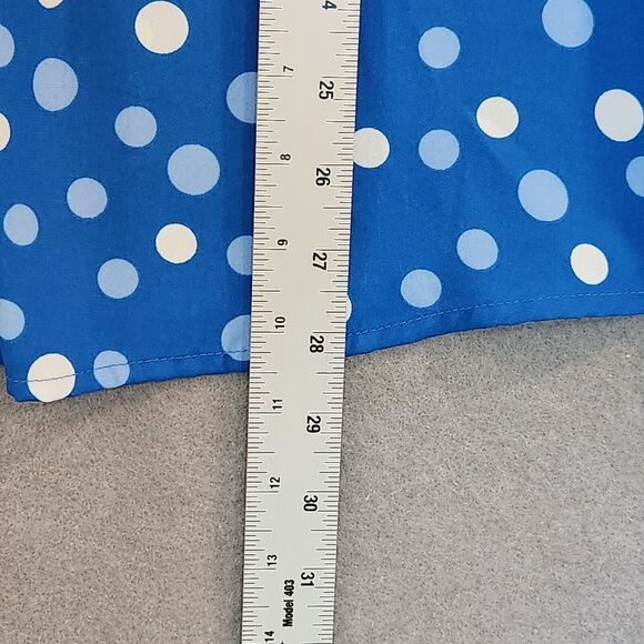 Bob Mackie Women's 1X Button Front Blue & White Polka Dot Printed Top - Picture 9 of 11